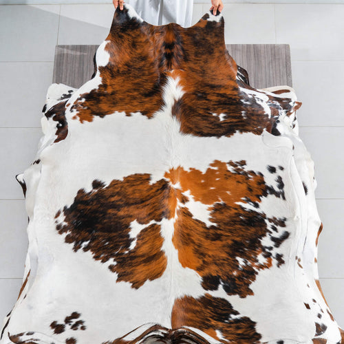 Tricolor Cowhide Rug Size 6'10" L x 5'11" W 1776