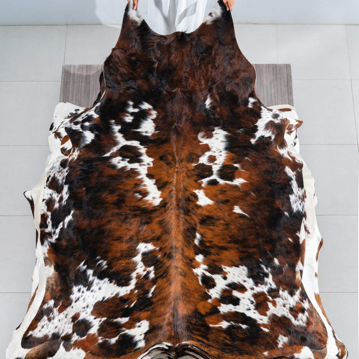 Tricolor Cowhide Rug Size 7'8" L x 6'1" W 1780