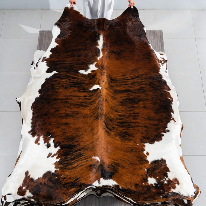 Tricolor Cowhide Rug Size 7'8" L x 6'11" W 1782
