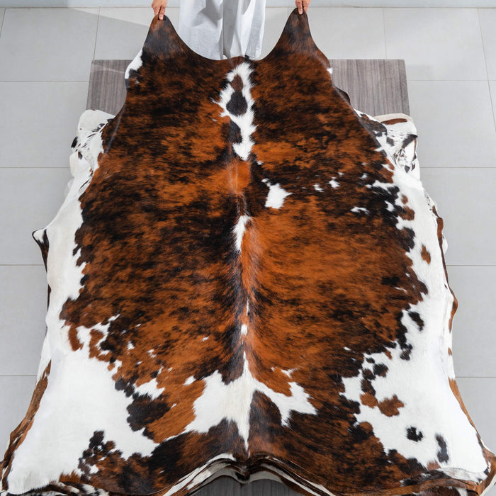 Tricolor Cowhide Rug Size 7'2" L x 6'8" W 1783