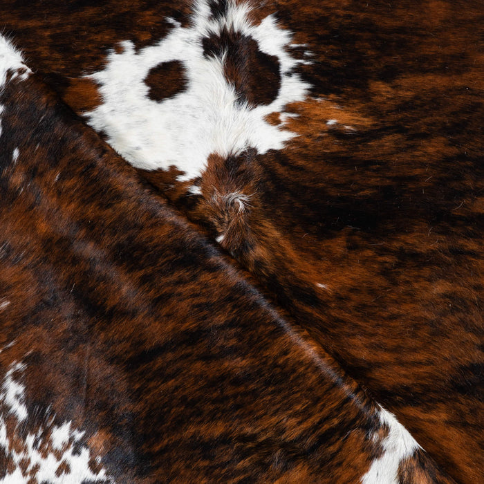 Dark Tricolor Cowhide Rug Size 7'2" L x 6'7" W 1789