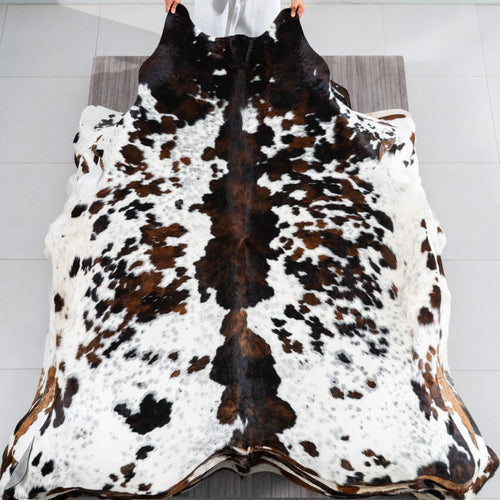 Tricolor Cowhide Rug Size 7'5" L x 6'6" W 1798