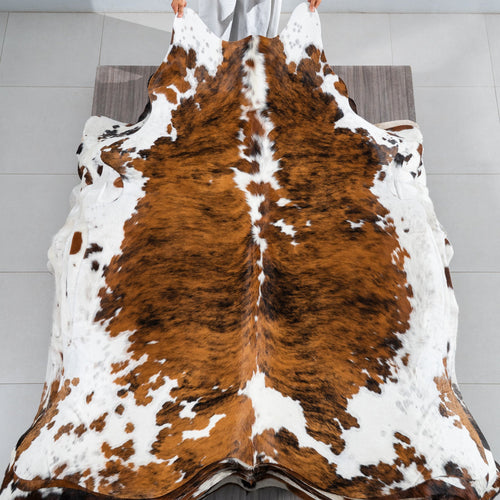 Tricolor Cowhide Rug Size 7'6" L x 6'8" W 1800