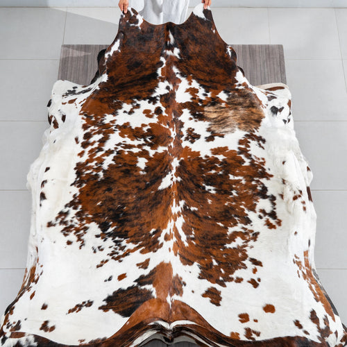 Tricolor Cowhide Rug Size 7'3" L x 6'5" W 1802