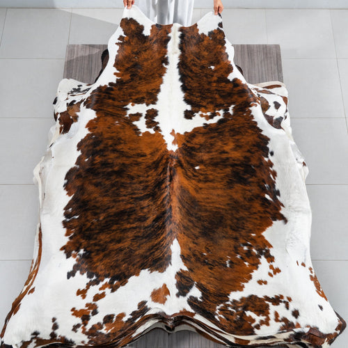 Tricolor Cowhide Rug Size 7'3" L x 6'11" W 1807