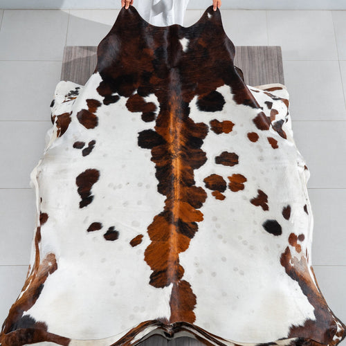 Tricolor Cowhide Rug Size 7'2" L x 6'11" W 1809