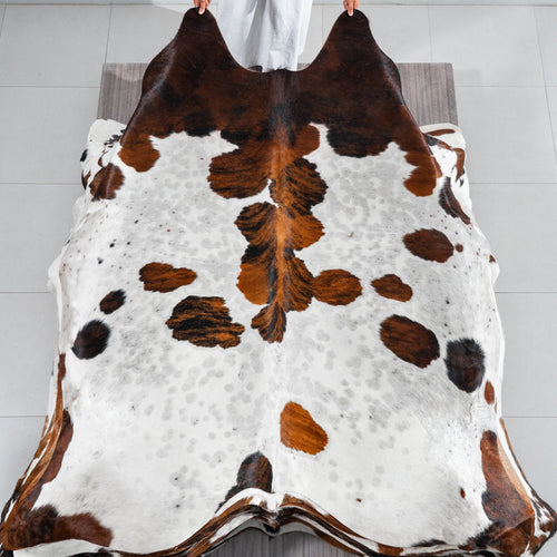 Tricolor Cowhide Rug Size 7'3" L x 6'5" W 1810