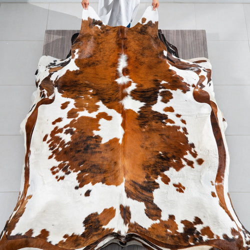 Tricolor Cowhide Rug Size 7'0" L x 6'5" W 1812