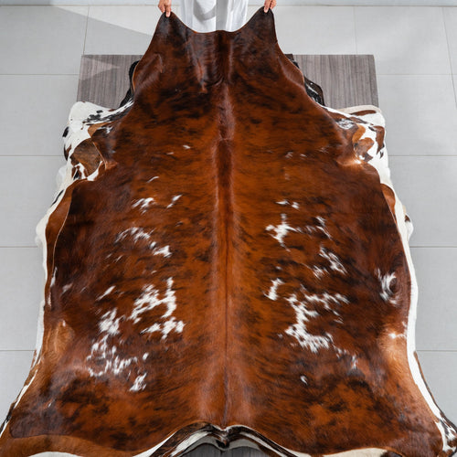 Tricolor Cowhide Rug Size 7'4" L x 6'6" W 1813