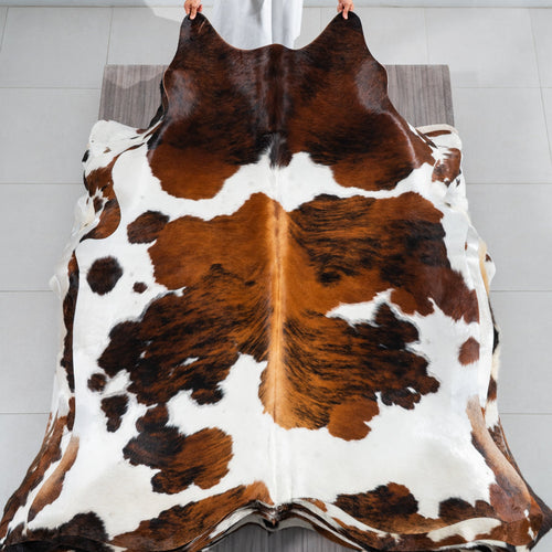 Tricolor Cowhide Rug Size 7'4" L x 6'4" W 1821
