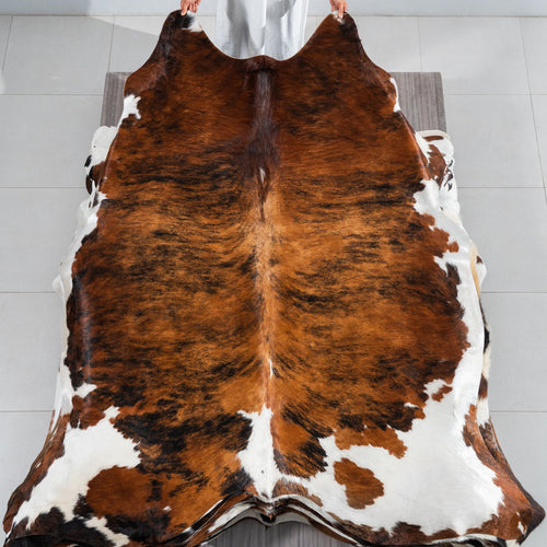 Tricolor Cowhide Rug Size 7'8" L x 7'1" W 1822