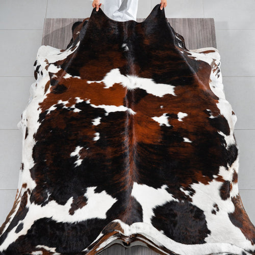 Tricolor Cowhide Rug Size 7'3" L x 7'5" W 1823
