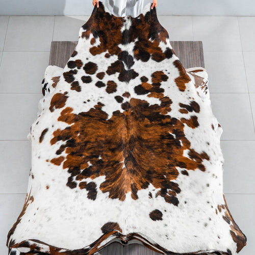 Tricolor Cowhide Rug Size 8'2" L x 7'6" W 1824