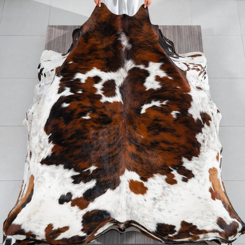 Tricolor Cowhide Rug Size 7'4" L x 6'11" W 1826