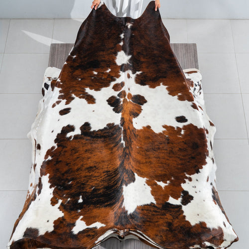 Tricolor Cowhide Rug Size 8'3" L x 7'6" W 1835