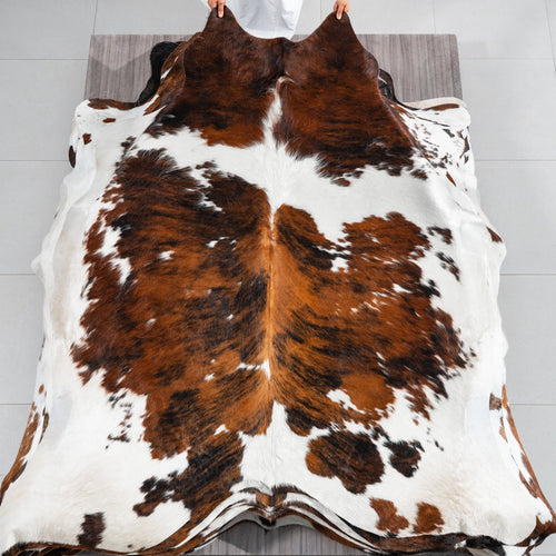 Tricolor Cowhide Rug Size 7'2" L x 6'10" W 1840