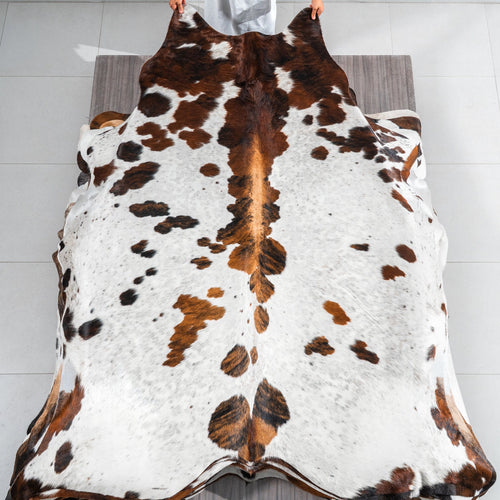 Tricolor Cowhide Rug Size 7'9" L x 6'11" W 1843