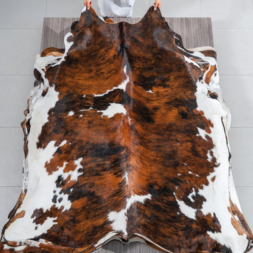 Tricolor Cowhide Rug Size 7'4" L x 6'7" W 1845