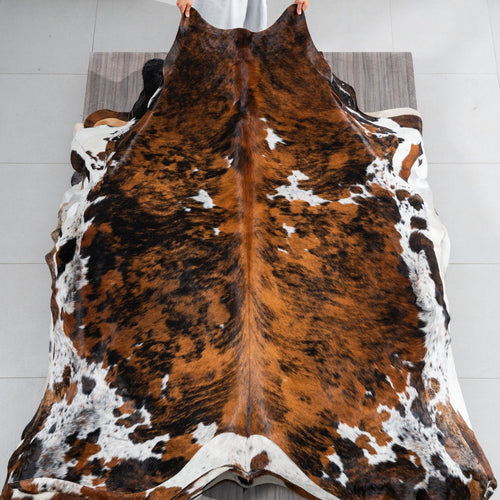 Tricolor Cowhide Rug Size 7'8" L x 6'11" W 1847