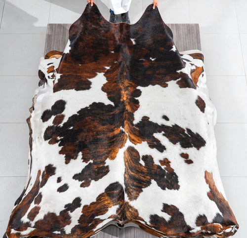 Tricolor Cowhide Rug Size 7'7" L x 7'0" W 1849