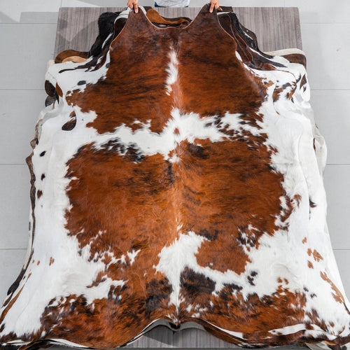 Tricolor Cowhide Rug Size 6'10" L x 6'2" W 1853
