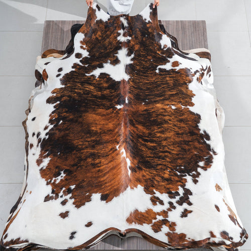 Tricolor Cowhide Rug Size 7'6" L x 6'9" W 1854