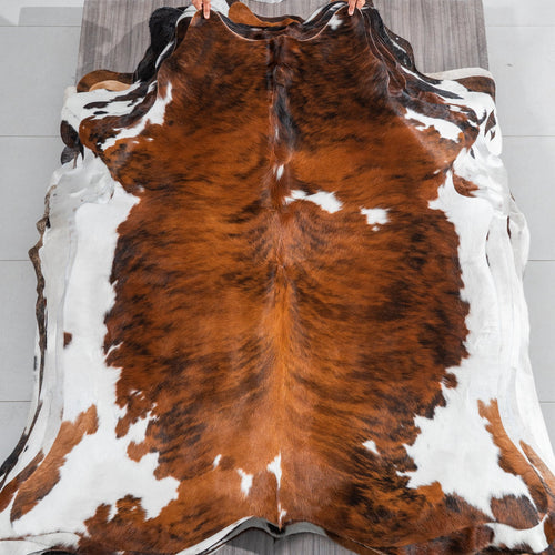Tricolor Cowhide Rug Size 6'7" L x 5'11" W 1856