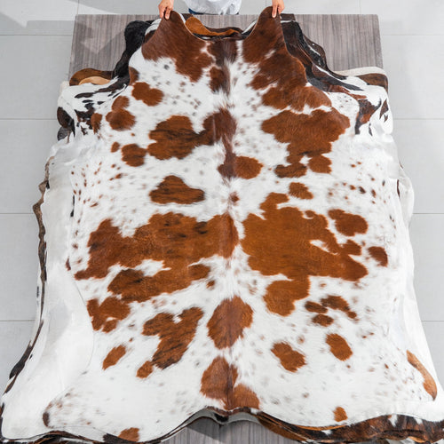 Tricolor Cowhide Rug Size 6'9" L x 5'10" W 1858