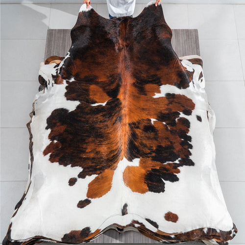Tricolor Cowhide Rug Size 7'11" L x 6'8" W 1859