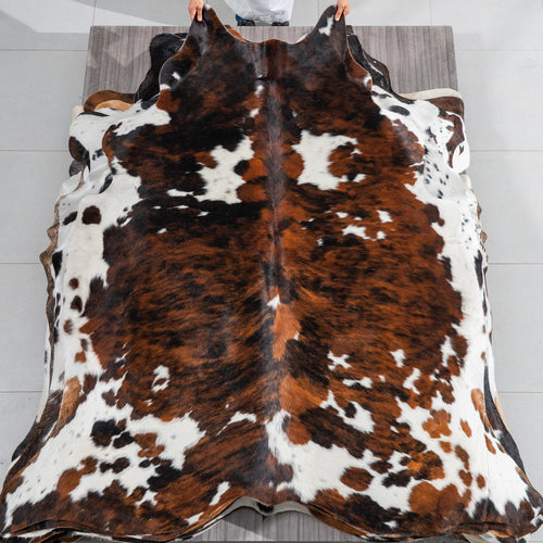Tricolor Cowhide Rug Size 7'2" L x 6'10" W 1862
