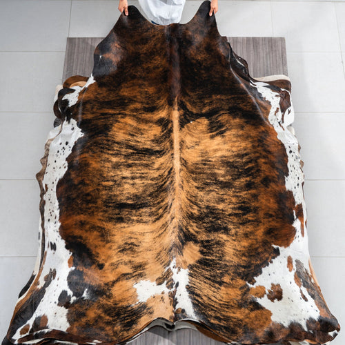 Tricolor Cowhide Rug Size 7'9" L x 6'10" W 1864