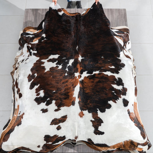 Tricolor Cowhide Rug Size 7'3" L x 6'5" W 1866