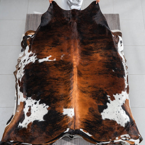 Tricolor Cowhide Rug Size 7'10" L x 6'8" W 1869