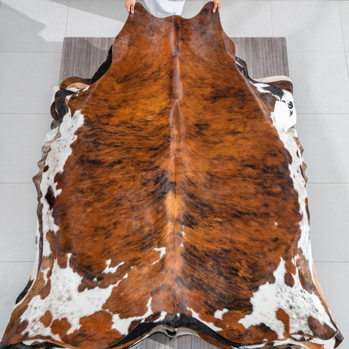 Tricolor Cowhide Rug Size 7'8" L x 6'11" W 1870