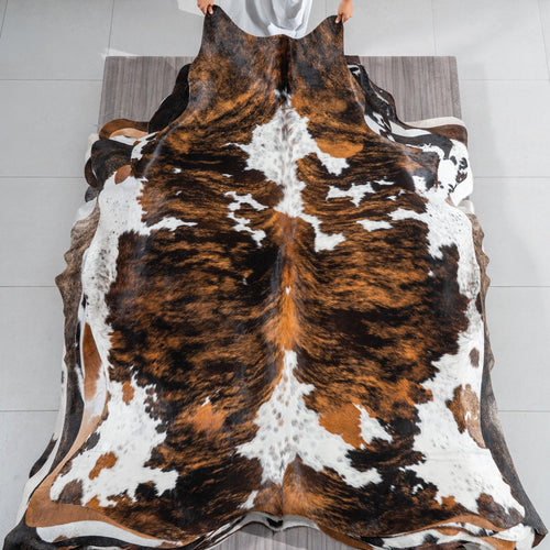 Tricolor Cowhide Rug Size 7'8" L x 6'1" W 1874