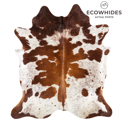 Brown and White Cowhide Rug Size 7'6" L x 6'8" W 1902
