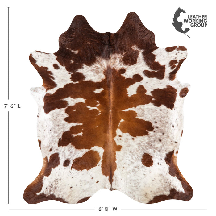 Brown and White Cowhide Rug Size 7'6" L x 6'8" W 1902
