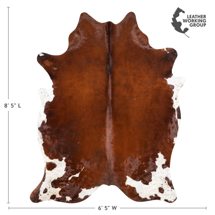 Brown and White Cowhide Rug Size 8'5" L x 6'5" W 1907