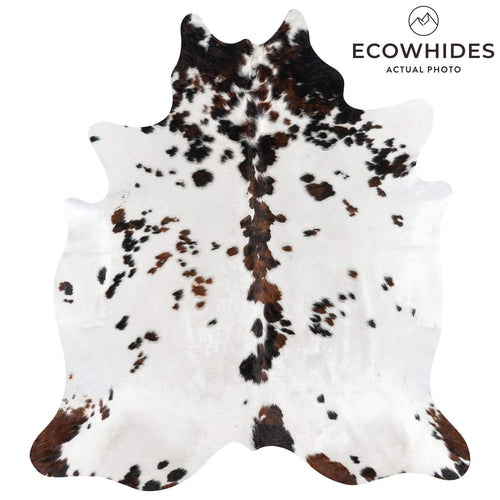White Tricolor Cowhide Rug Size 7'4" L x 6'7" W 1908