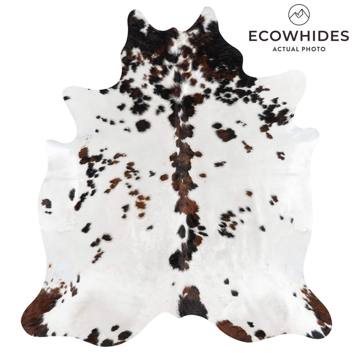 White Tricolor Cowhide Rug Size 7'4" L x 6'7" W 1908