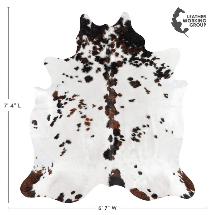 White Tricolor Cowhide Rug Size 7'4" L x 6'7" W 1908