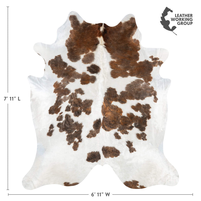 White Tricolor Cowhide Rug Size 7'11" L x 6'11" W 1910