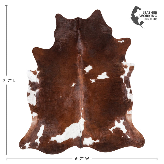 Chocolate and White Cowhide Rug Size 7'7" L x 6'7" W 1911