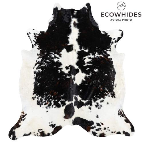 Dark Tricolor Cowhide Rug Size 7'11" L x 7'3" W 1912