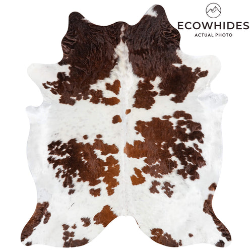 Brown and White Cowhide Rug Size 7'3" L x 6'3" W 1914