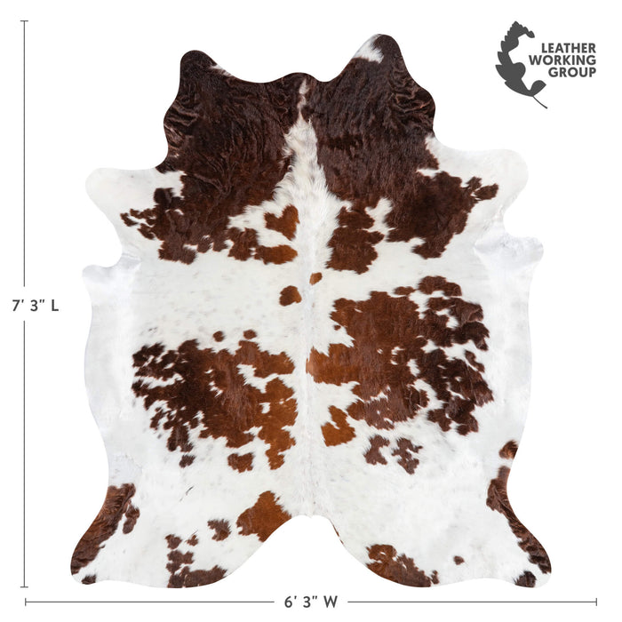 Brown and White Cowhide Rug Size 7'3" L x 6'3" W 1914