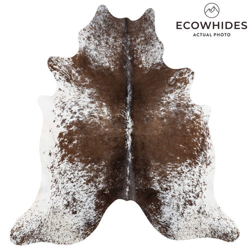 Chocolate and White Cowhide Rug Size 7'4" L x 6'9" W 1916