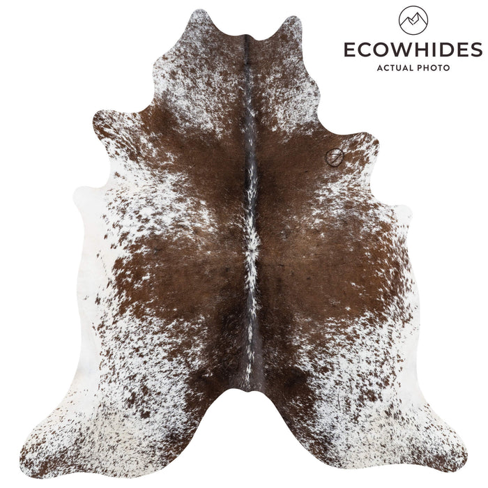 Chocolate and White Cowhide Rug Size 7'4" L x 6'9" W 1916