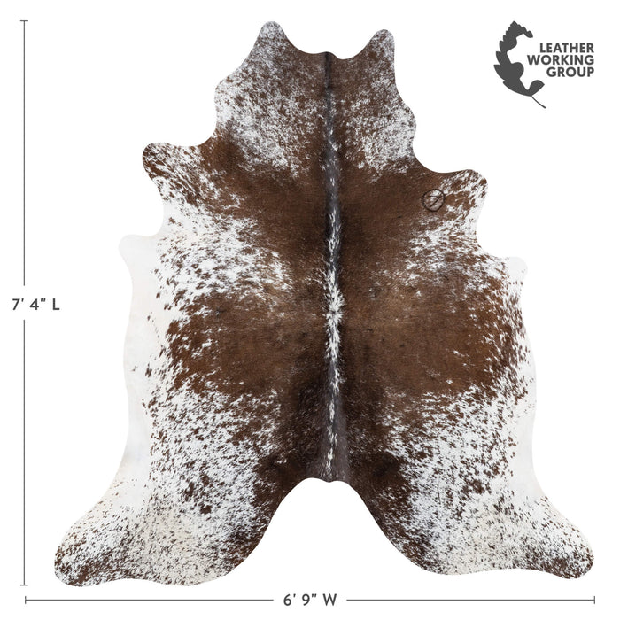 Chocolate and White Cowhide Rug Size 7'4" L x 6'9" W 1916