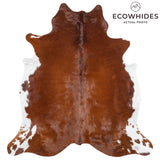 Brown and White Cowhide Rug Size 7'0" L x 6'8" W 1917